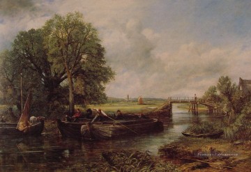 A View on the Stour près de Dedham romantique paysage ruisseau John Constable Peinture à l'huile